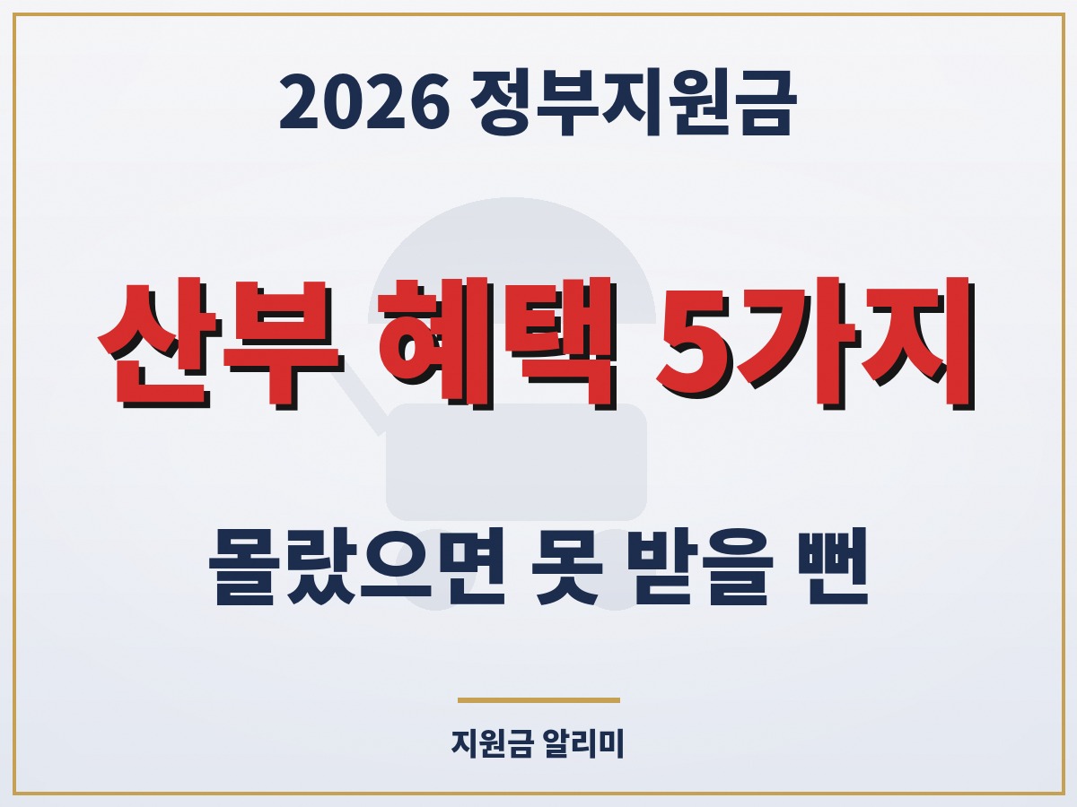 2026년 몰랐으면 못 받을 뻔한 산부 혜택 5가지